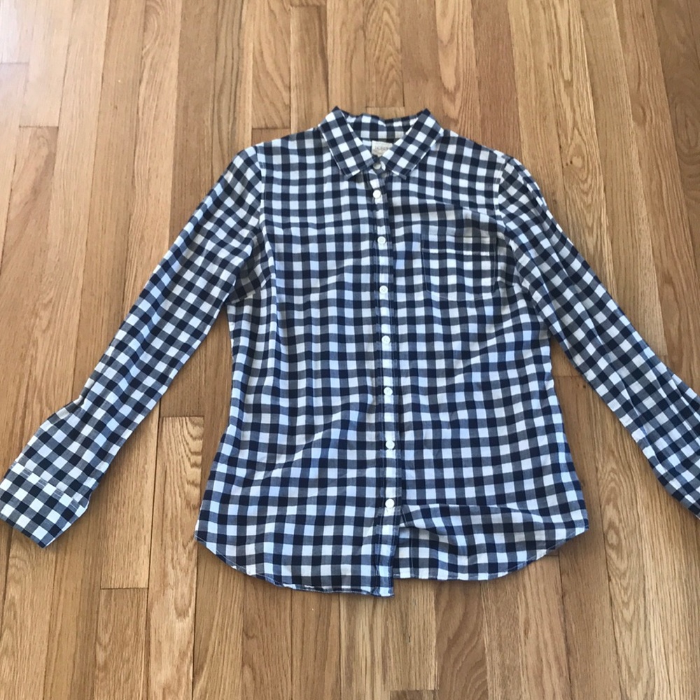 J crew gingham button up shirt size small